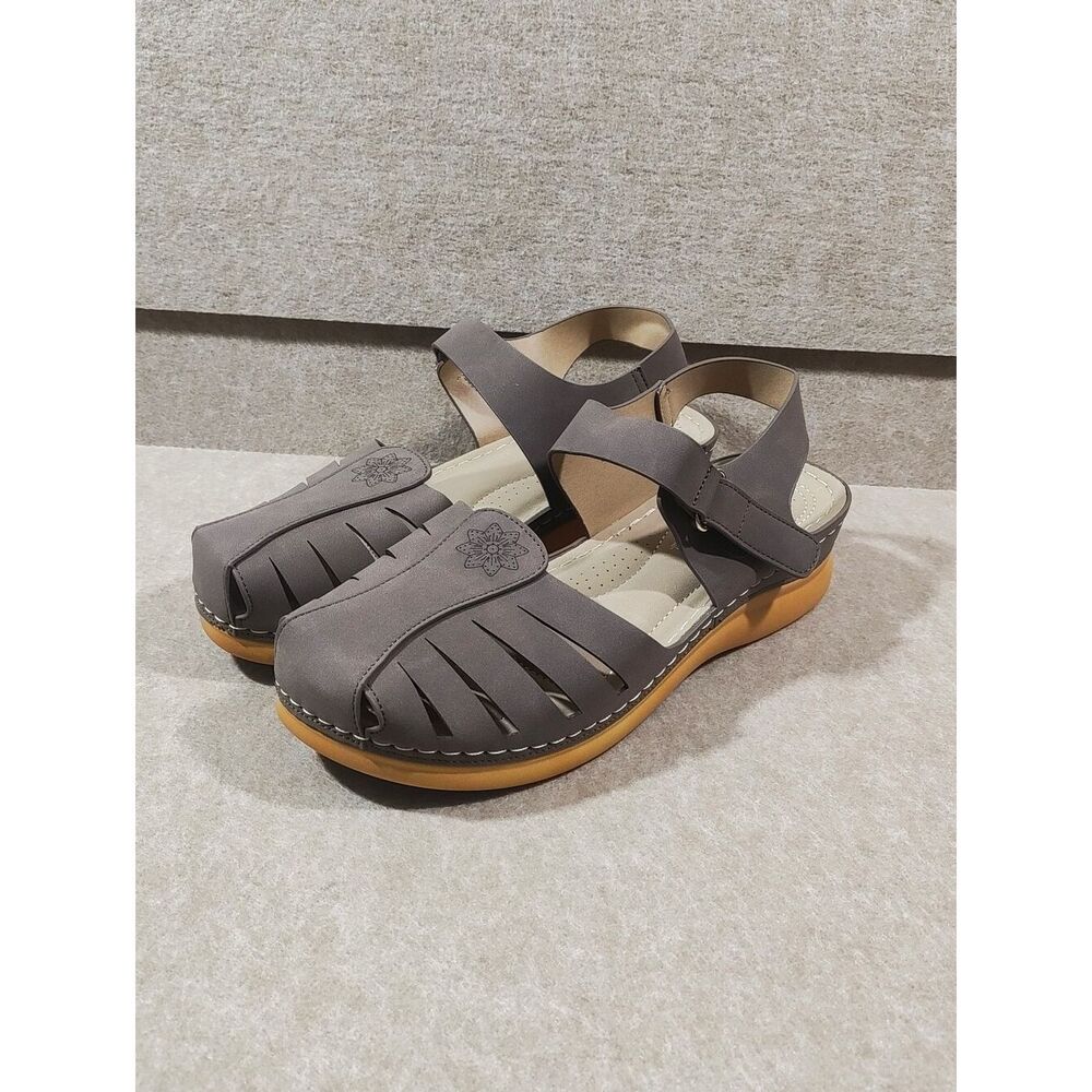 Bohemian Women's Taupe Slingback Closed Toe Flat Sandals